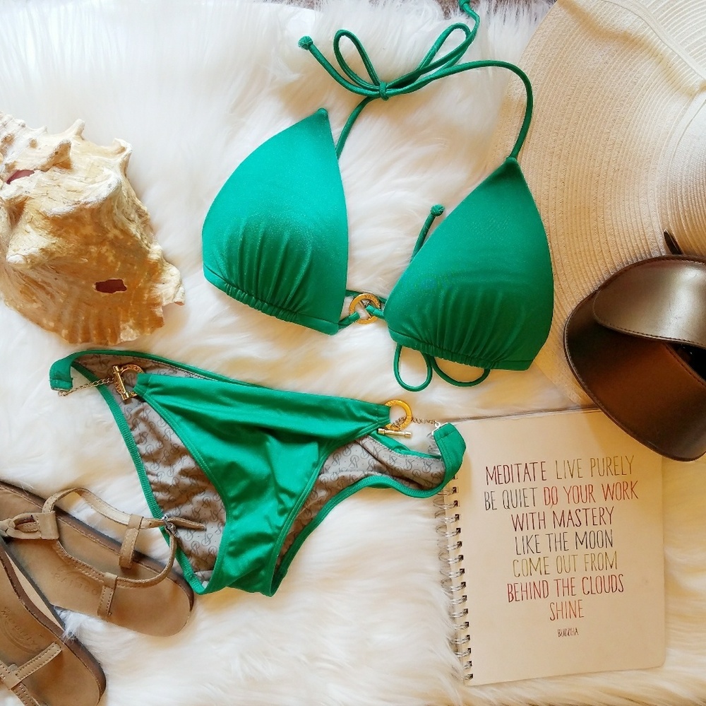 NWOT Victoria's Secret Emerald Green/Gold Bikini